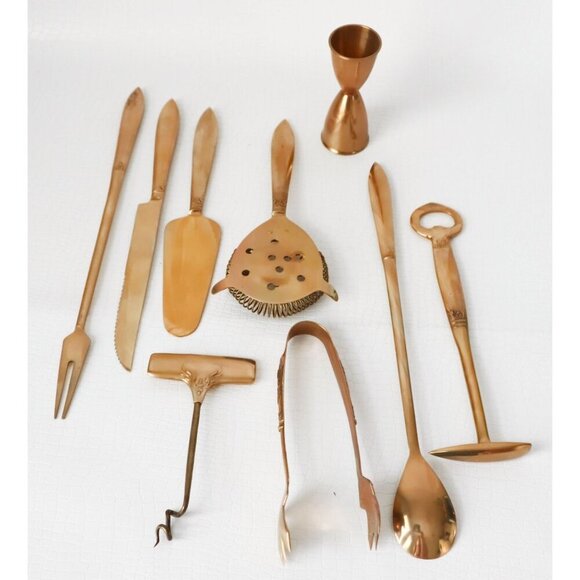 Thailand The Gems Factory 9 Piece Barware Set Cocktail Set Wood Box - Picture 2 of 9